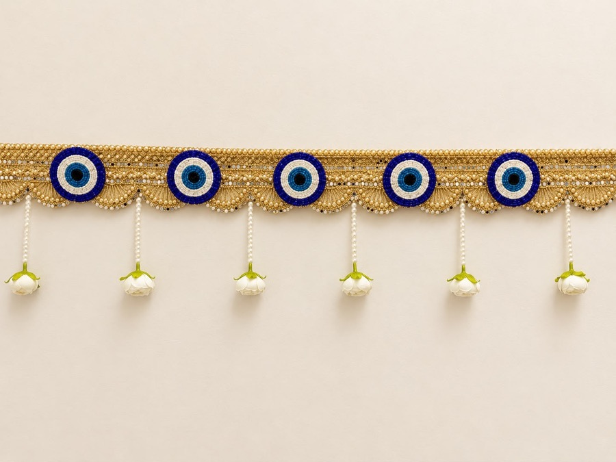 Royal blue evil eye toran
